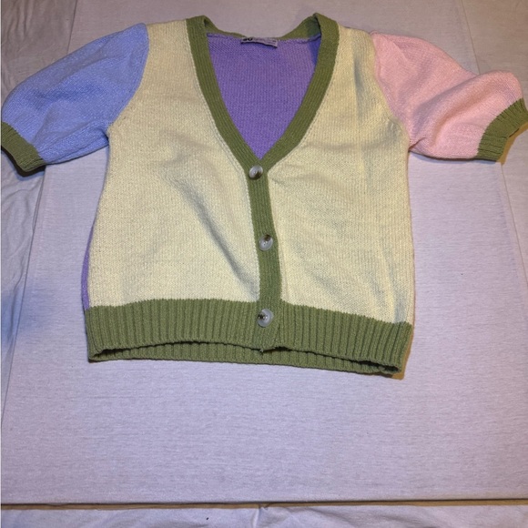 SO Sweaters - SO Green and Purple Knit Sweater